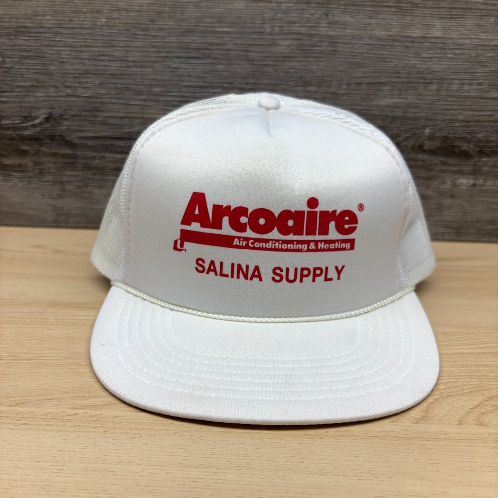 Vintage Arcoaire Hat Cap Snap Back White Salina Supply HVAC Advertising Trucker